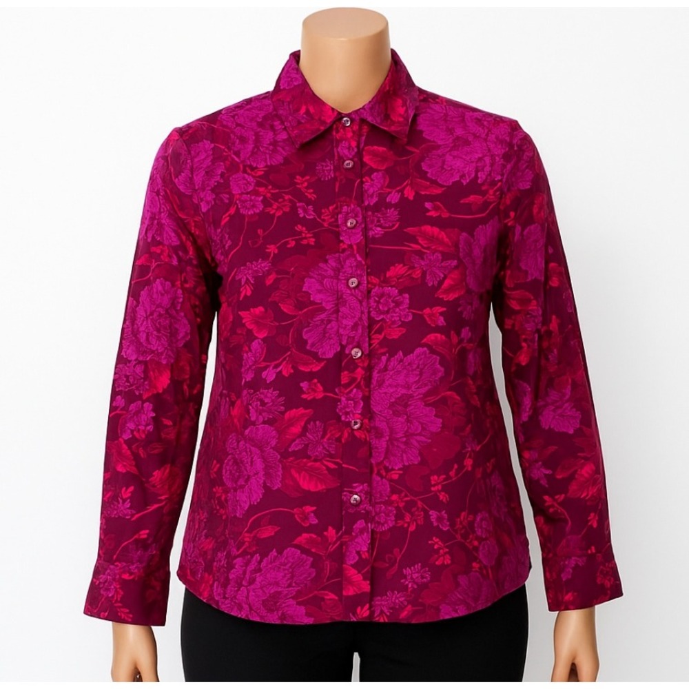 Vintage‎ GAP Shirt Floral Button Down Long Sleeve Career Blouse Y2k Size Medium